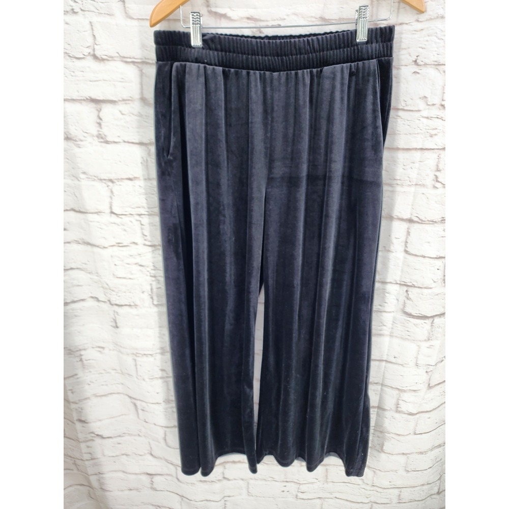 Velvet Wide‎ Leg Palazzo Pants Pull On Elastic Waist Glam Party Comfort Sz Large